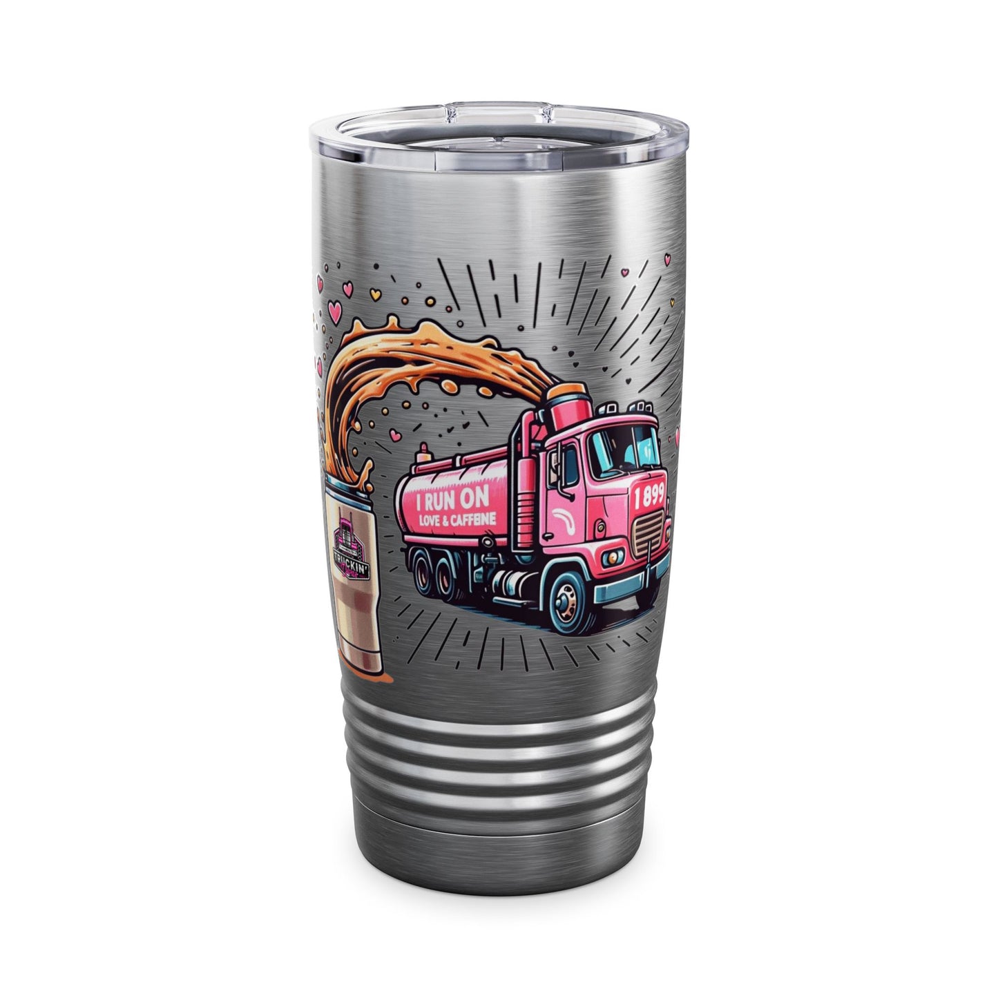 Tumbler - 20oz Ringneck Tumbler with 'I Run on Love & Caffeine' Design