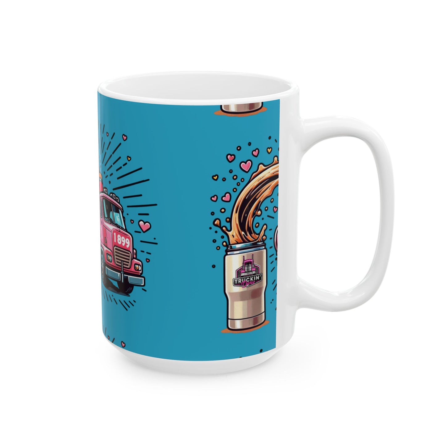 Fun Coffee Lover Ceramic Mug - "Run On Love & Coffee" Design