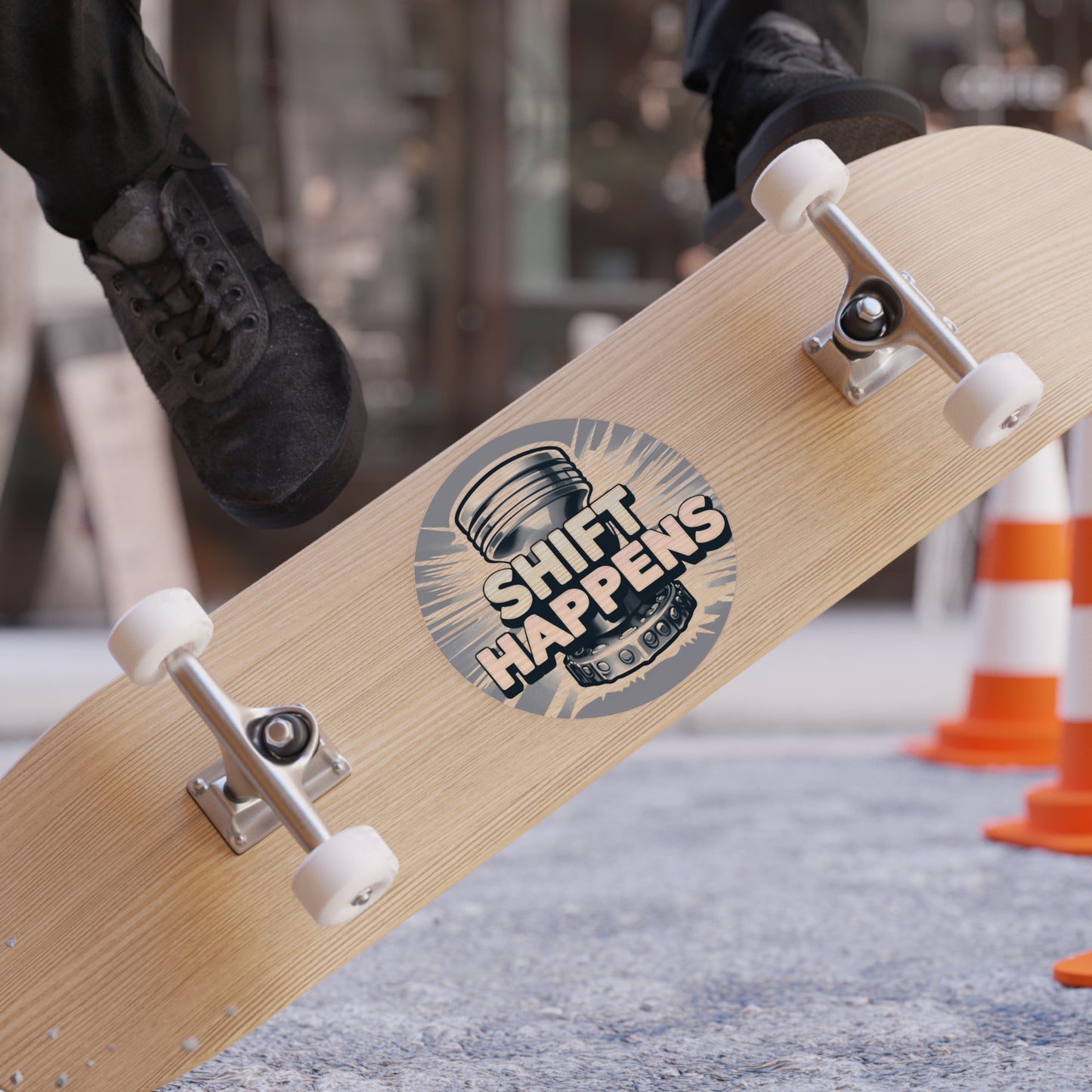 Shift Happens -Transparent Outdoor Stickers, Round, 1pcs