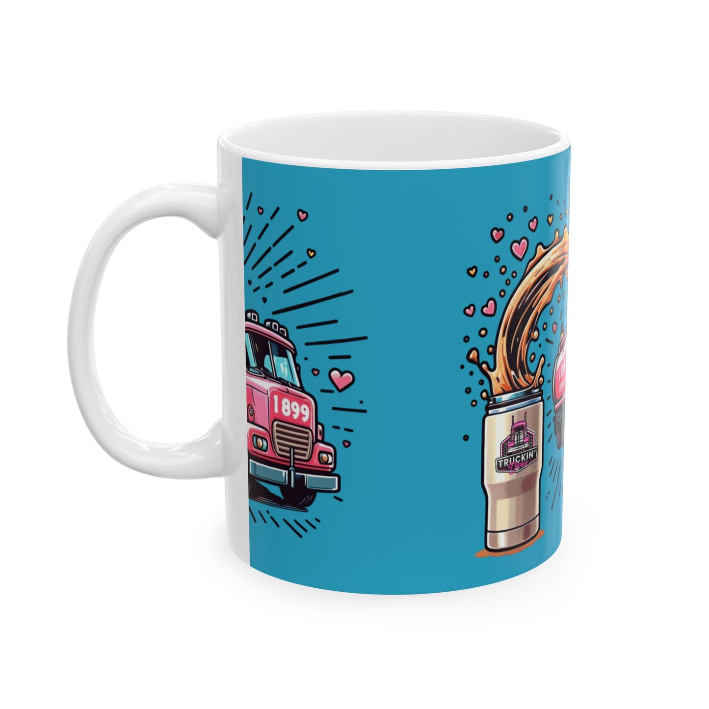 Fun Coffee Lover Ceramic Mug - "Run On Love & Coffee" Design