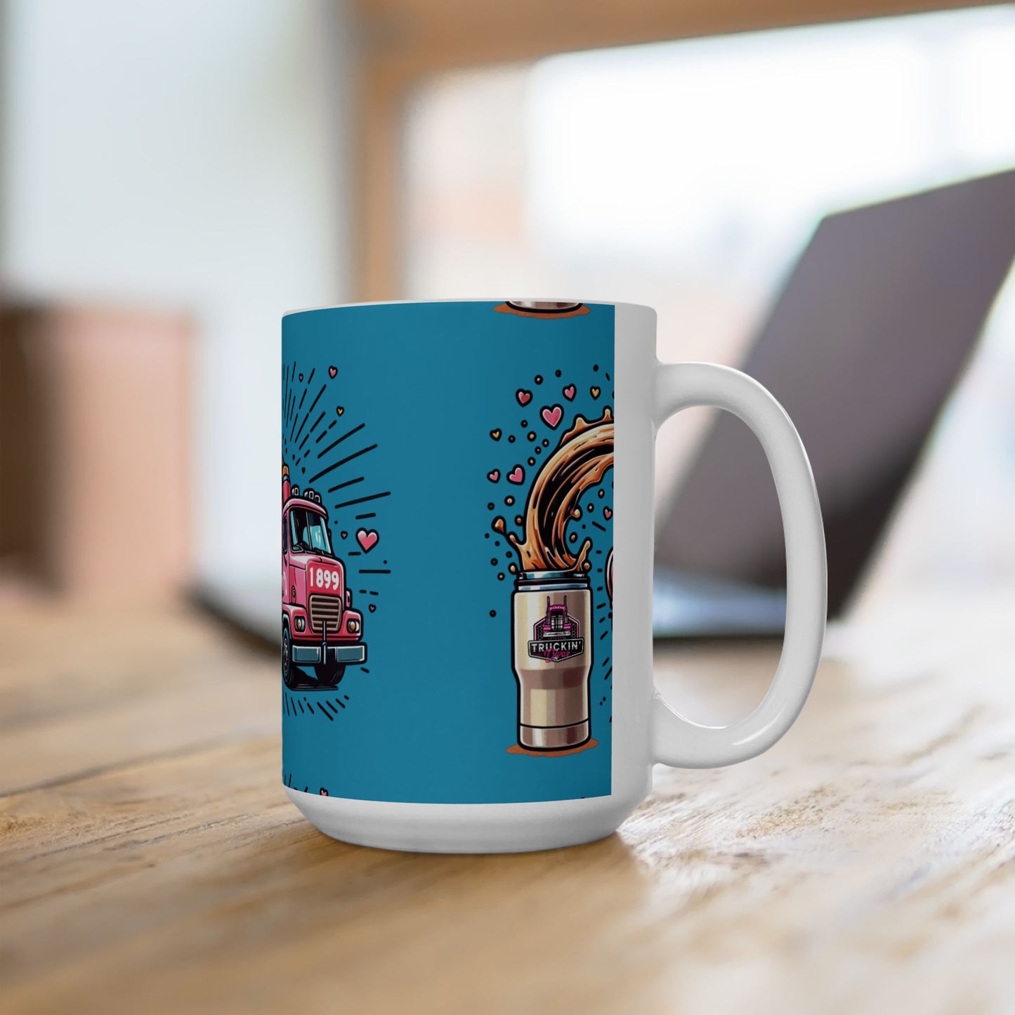 Fun Coffee Lover Ceramic Mug - "Run On Love & Coffee" Design