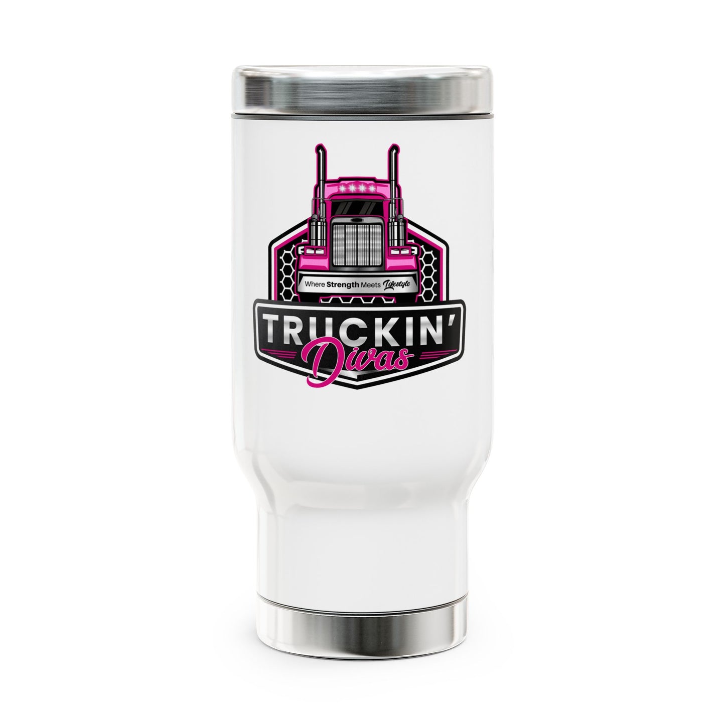 Signature Truckin' Divas Stainless Steel Travel Mug with Handle, 14oz