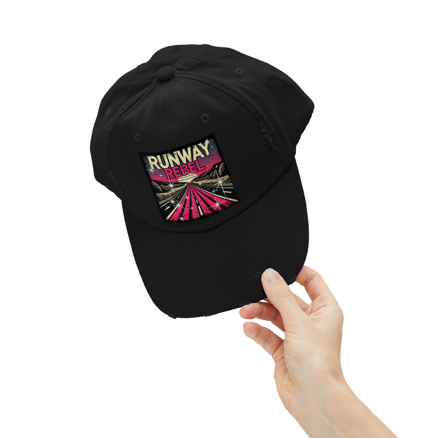 Runway Rebel Distressed Cap - Vintage Style Black Hat for Trendsetters