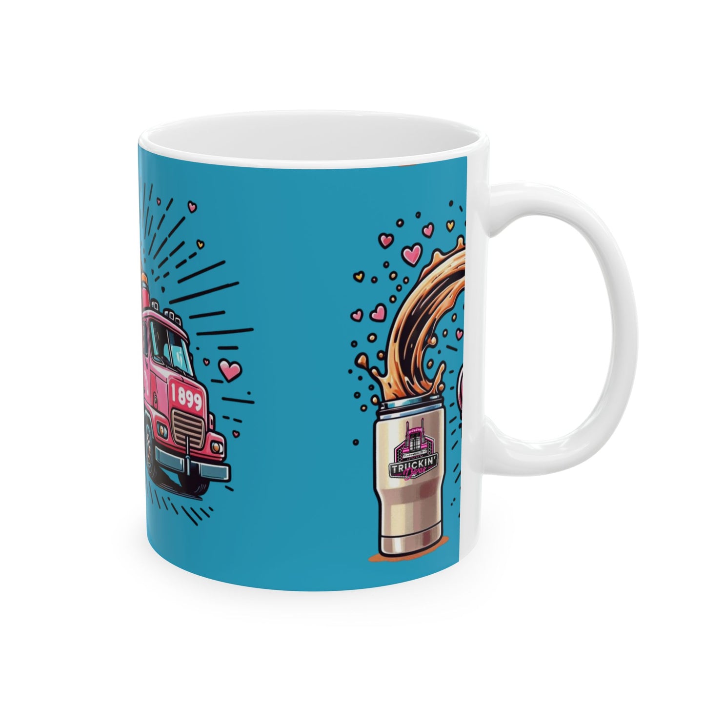 Fun Coffee Lover Ceramic Mug - "Run On Love & Coffee" Design