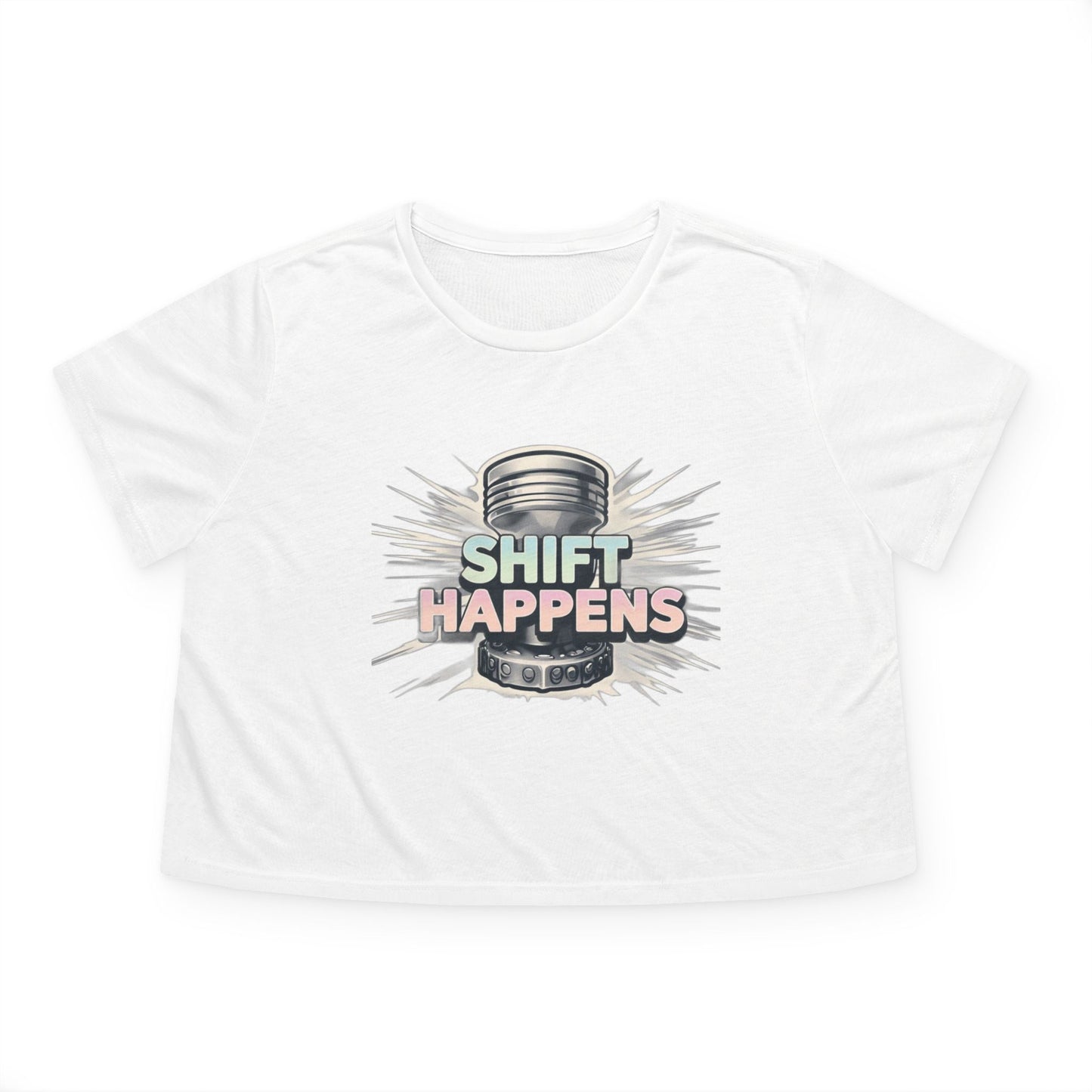 Shift Happens-Women's Flowy Cropped Tee