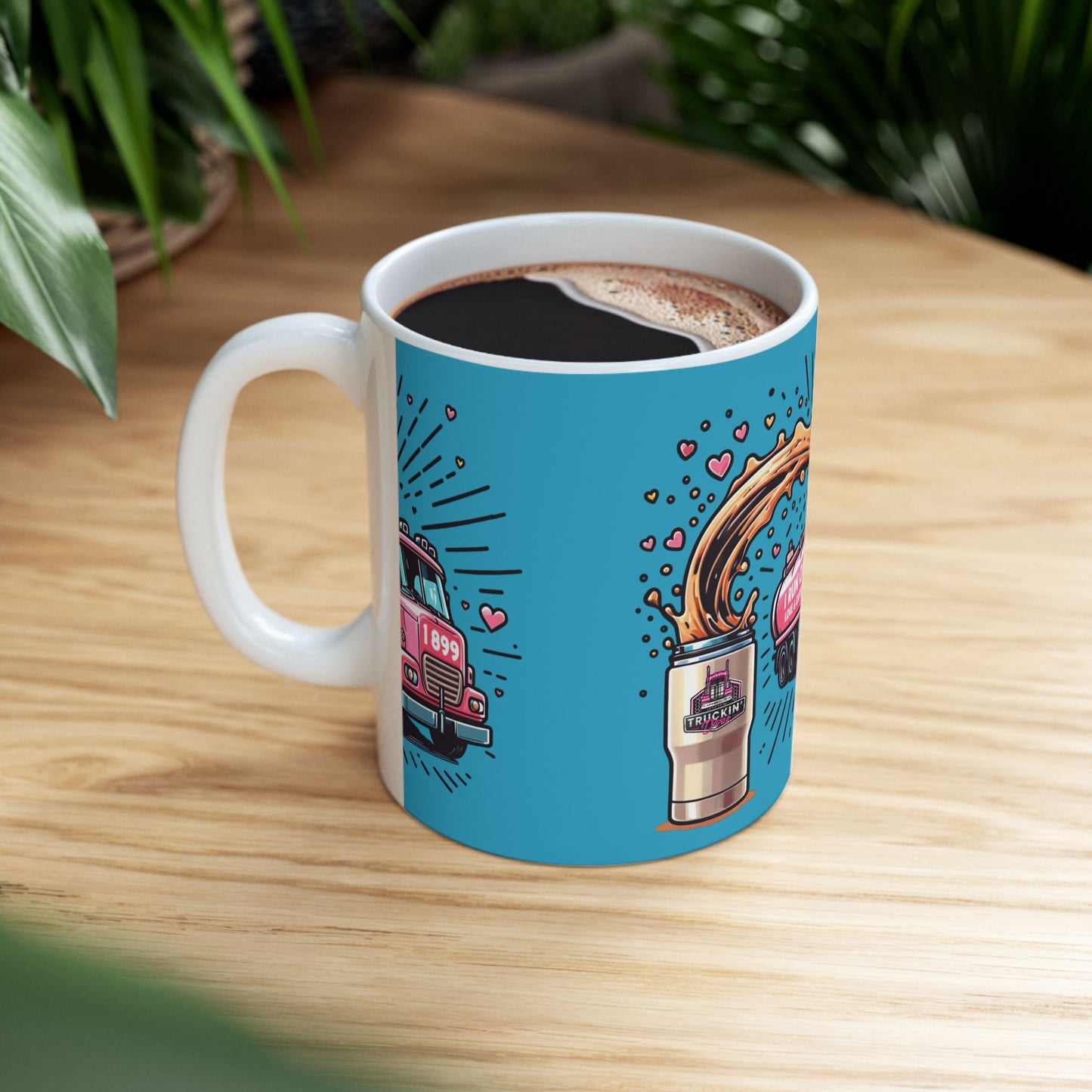 Fun Coffee Lover Ceramic Mug - "Run On Love & Coffee" Design