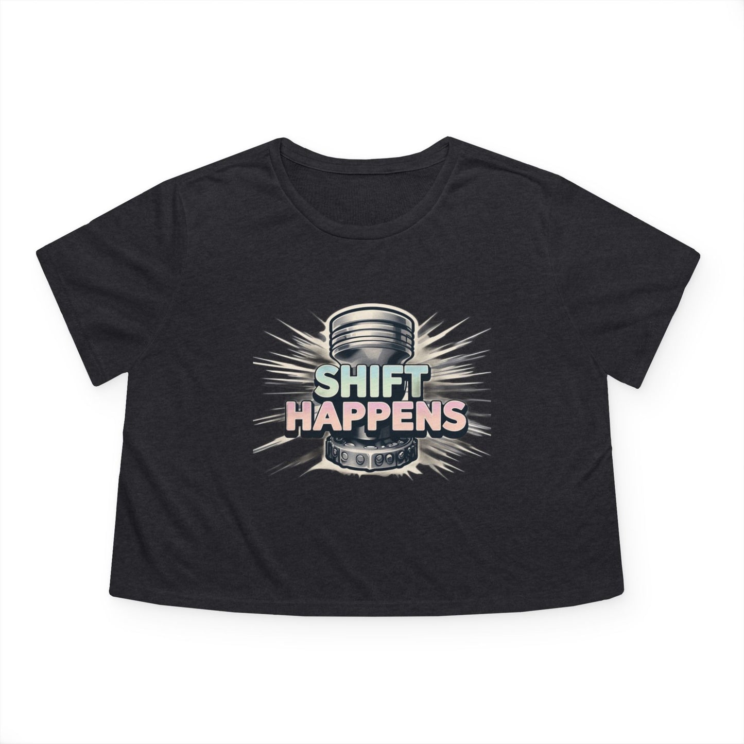 Shift Happens-Women's Flowy Cropped Tee