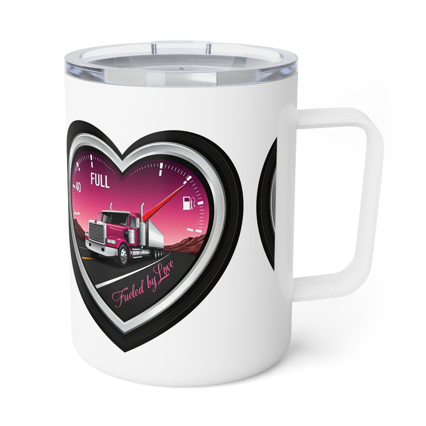 Heart-Shaped Insulated Coffee Mug - Ideal for Truck Lovers - 10oz