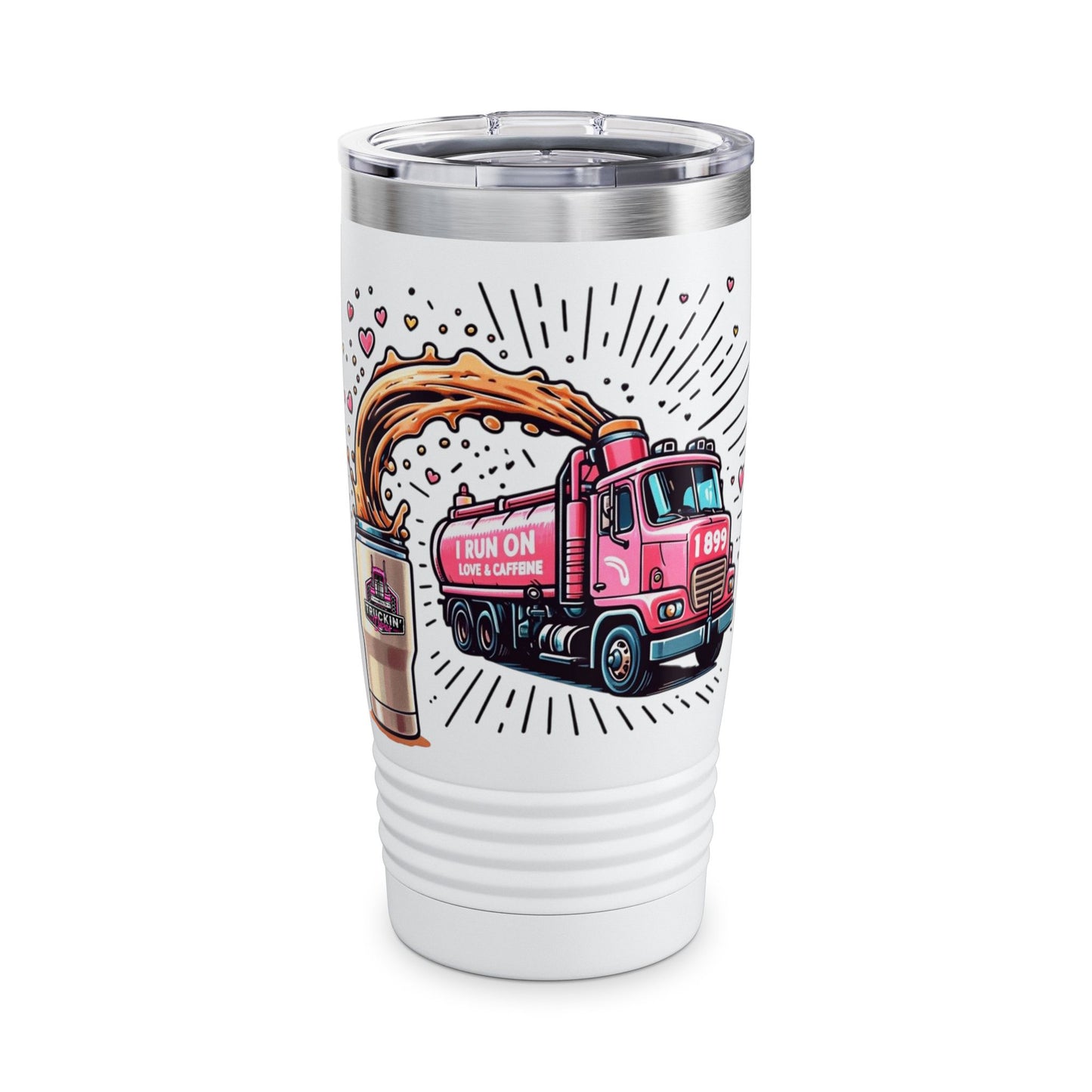 Tumbler - 20oz Ringneck Tumbler with 'I Run on Love & Caffeine' Design