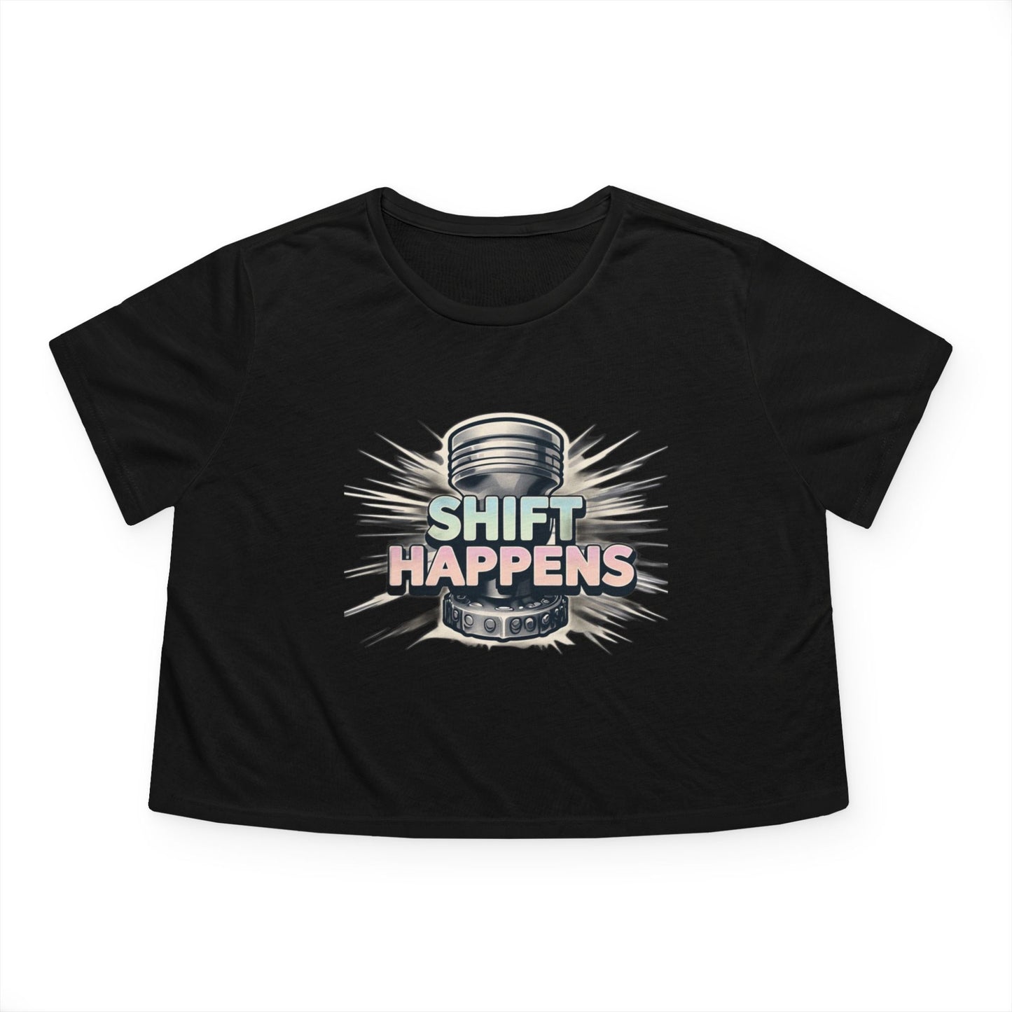 Shift Happens-Women's Flowy Cropped Tee