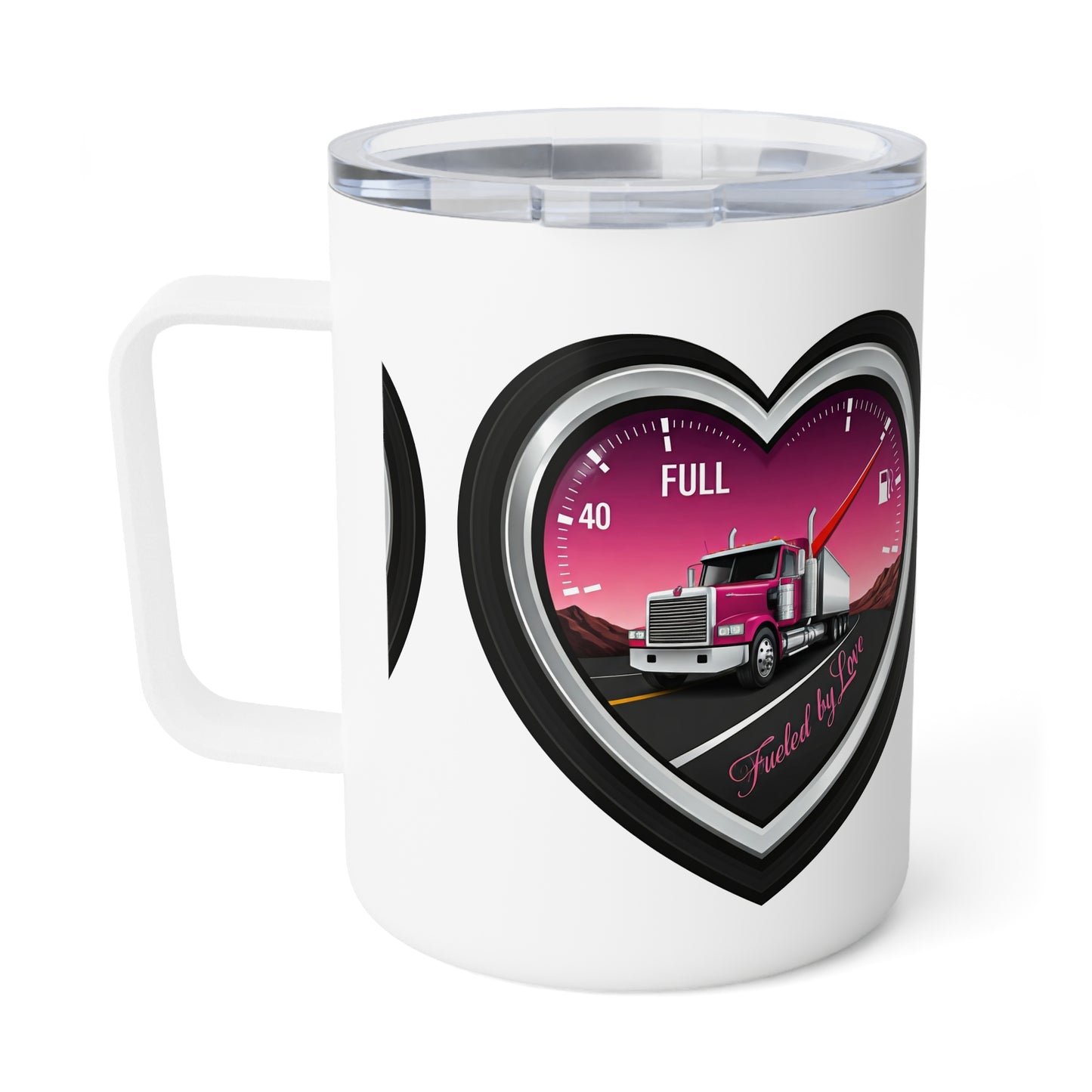 Heart-Shaped Insulated Coffee Mug - Ideal for Truck Lovers - 10oz