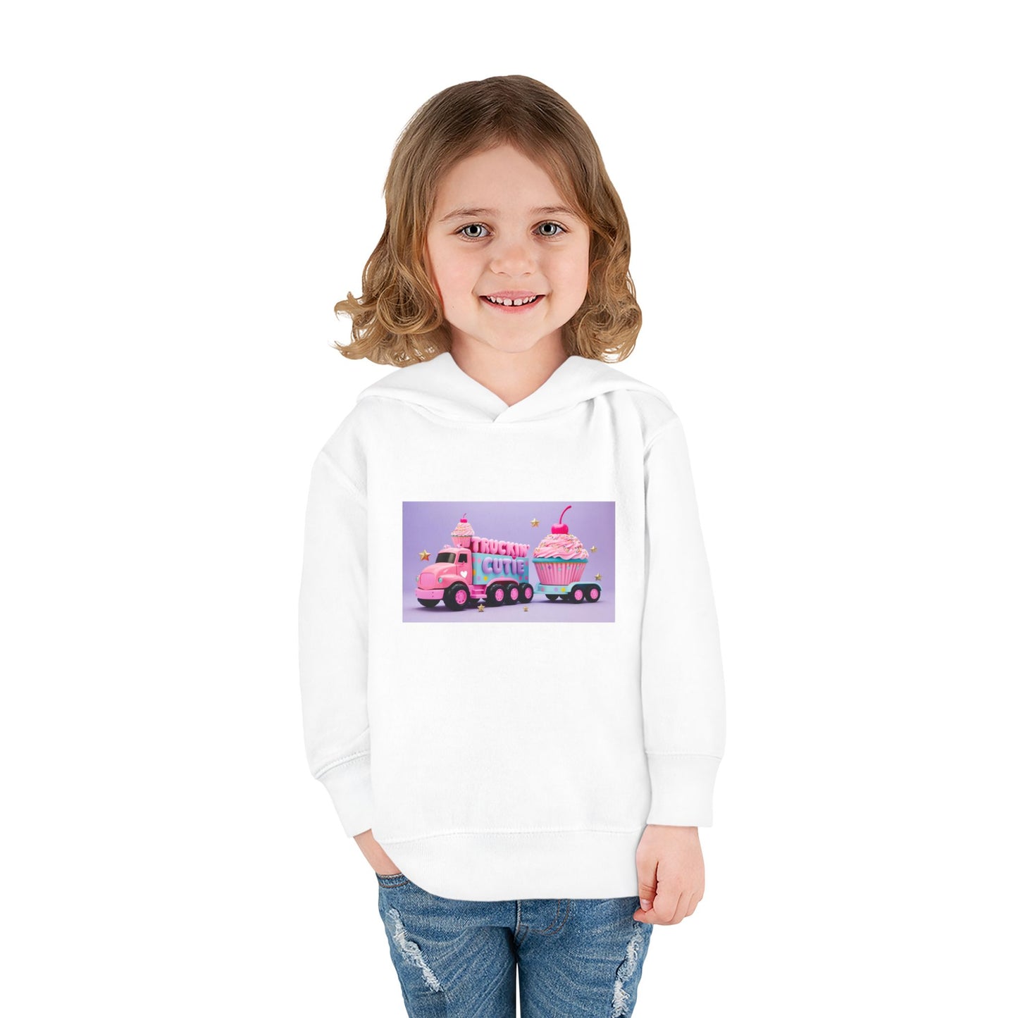 Truckin Cutie Pastel Toddler Pullover Fleece Hoodie