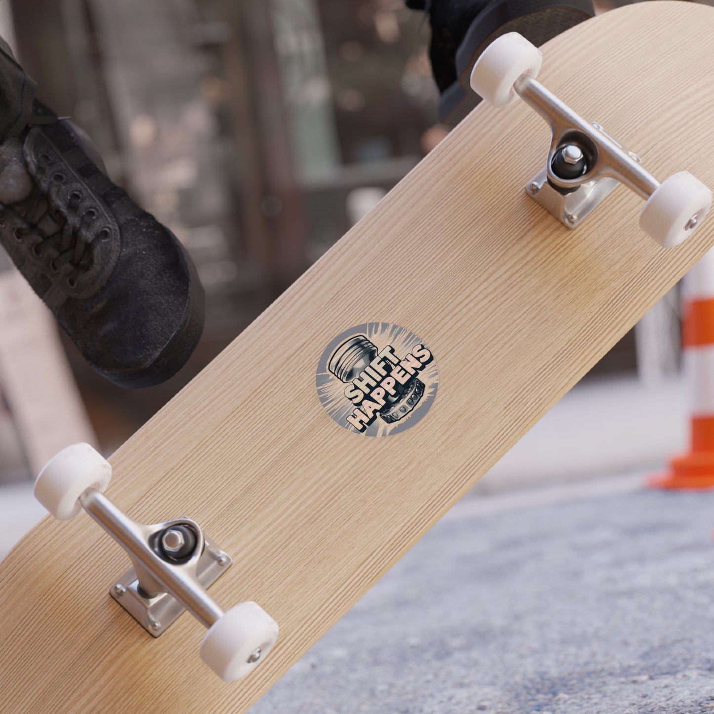 Shift Happens -Transparent Outdoor Stickers, Round, 1pcs