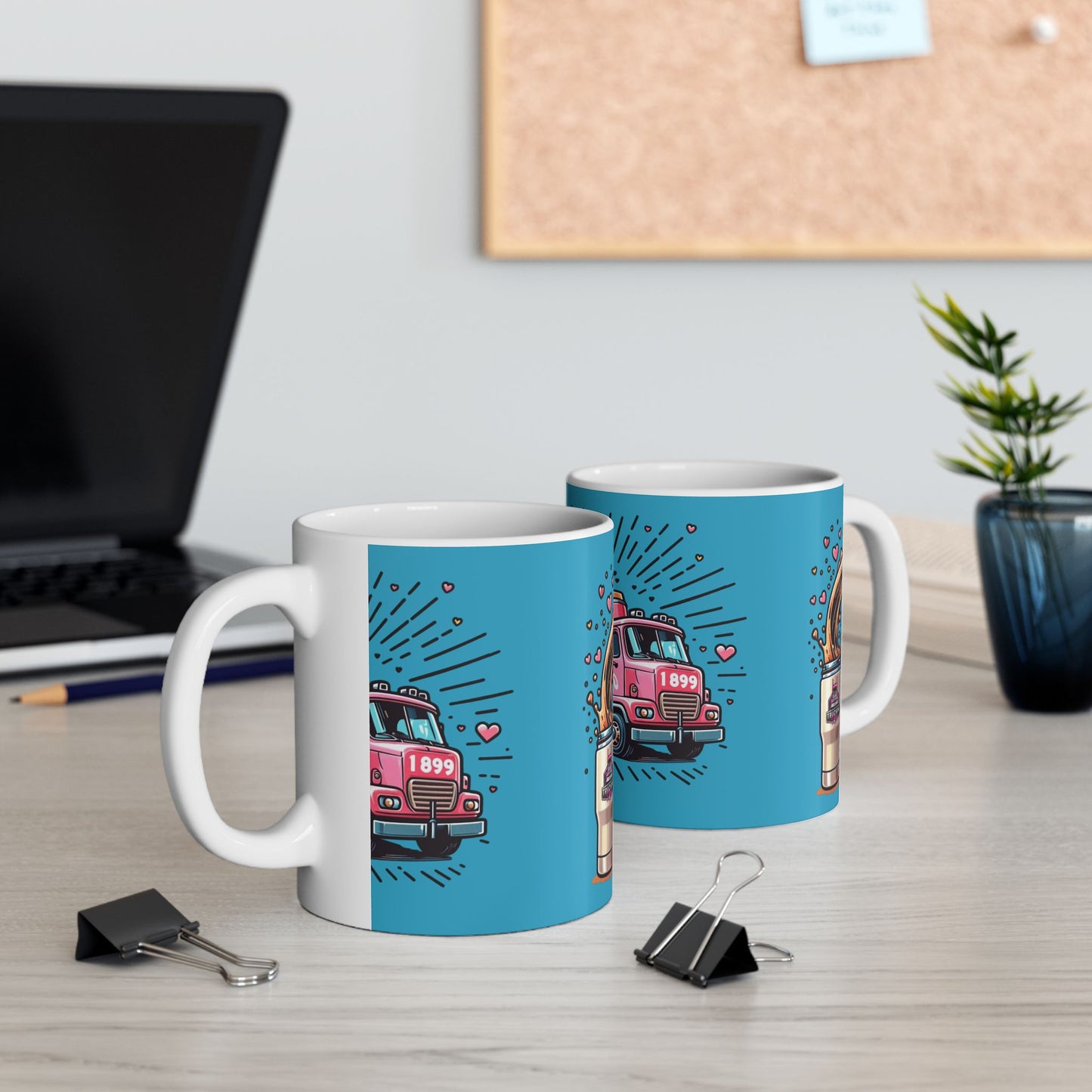 Fun Coffee Lover Ceramic Mug - "Run On Love & Coffee" Design