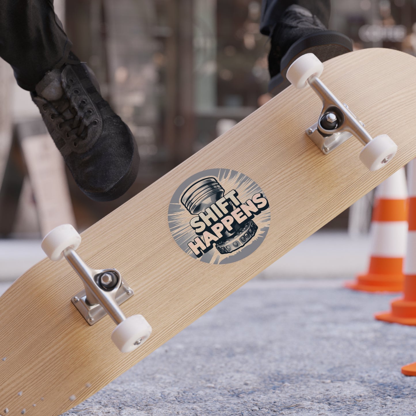 Shift Happens -Transparent Outdoor Stickers, Round, 1pcs