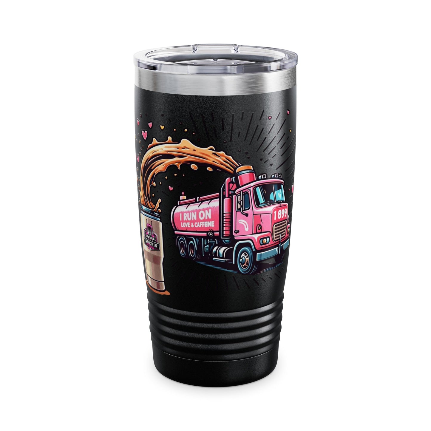 Tumbler - 20oz Ringneck Tumbler with 'I Run on Love & Caffeine' Design