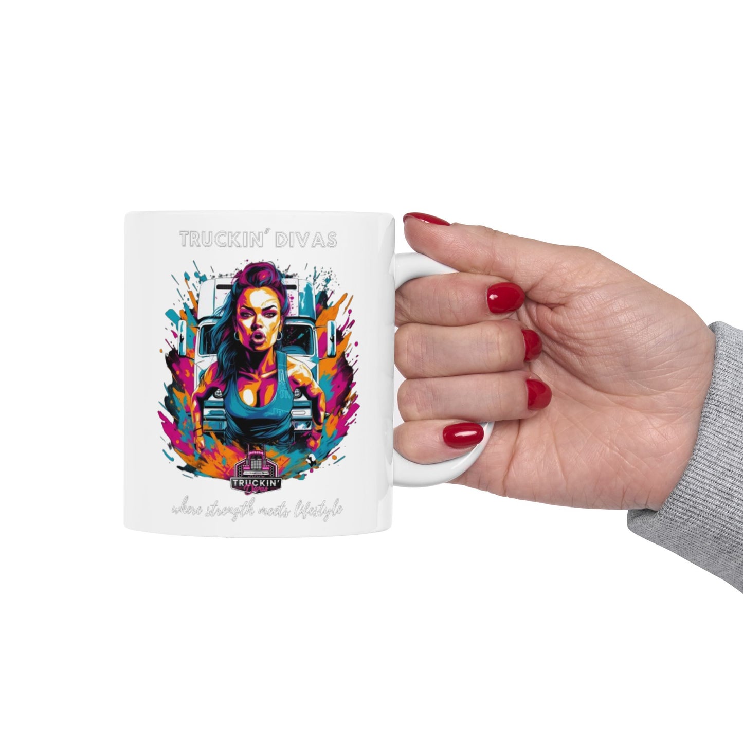 Where Strength meet Lifestyle Neon Truckin' Divas Ceramic Mug, (11oz, 15oz)