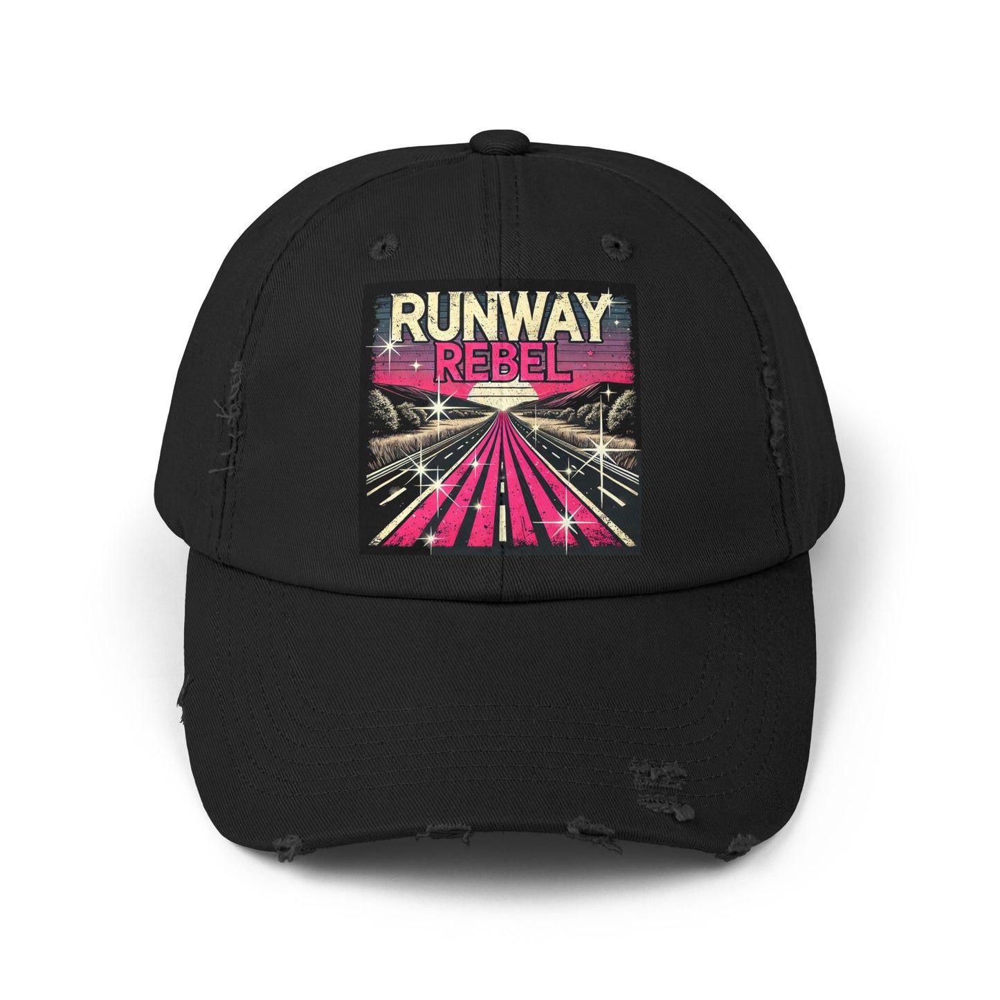 Runway Rebel Distressed Cap - Vintage Style Black Hat for Trendsetters