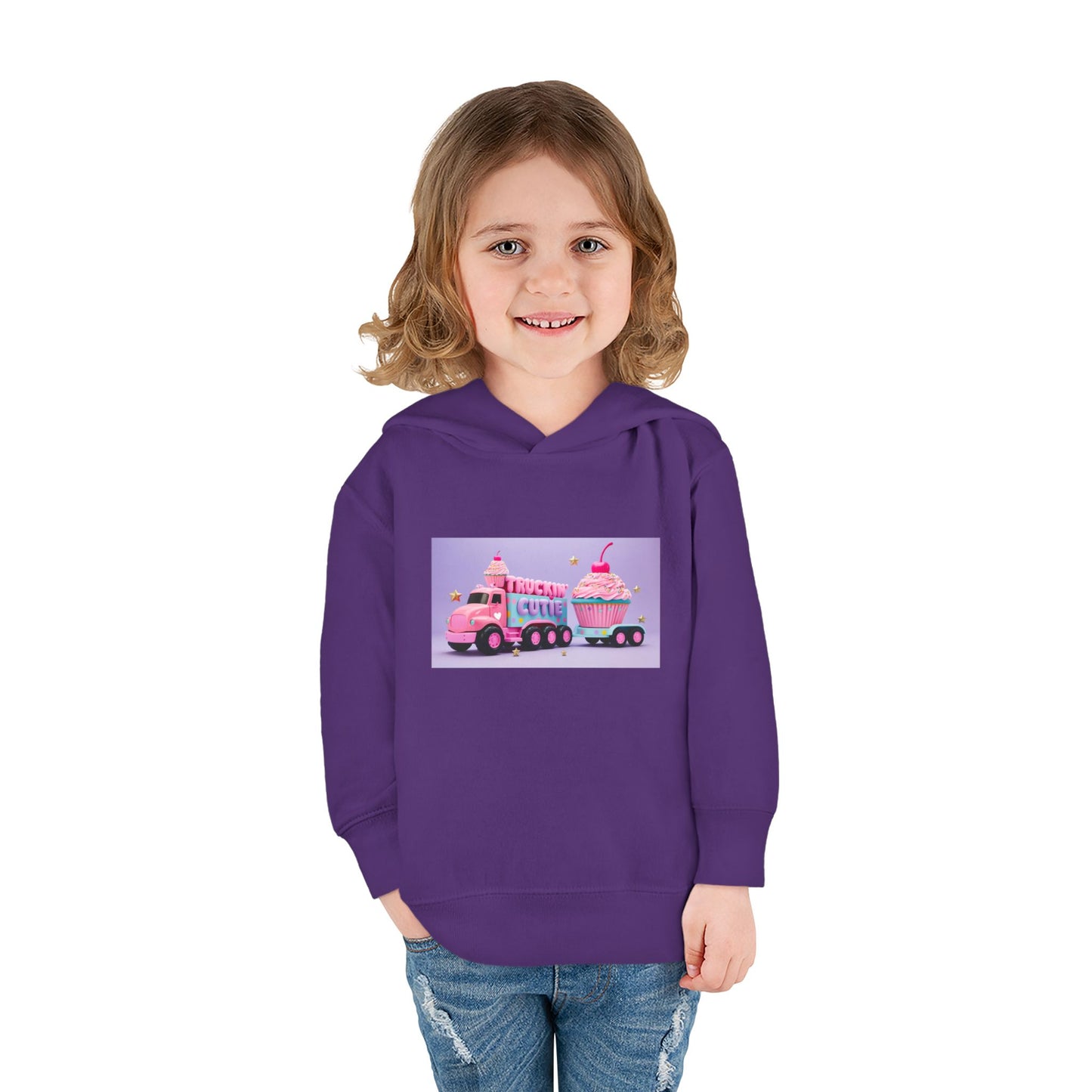 Truckin Cutie Pastel Toddler Pullover Fleece Hoodie