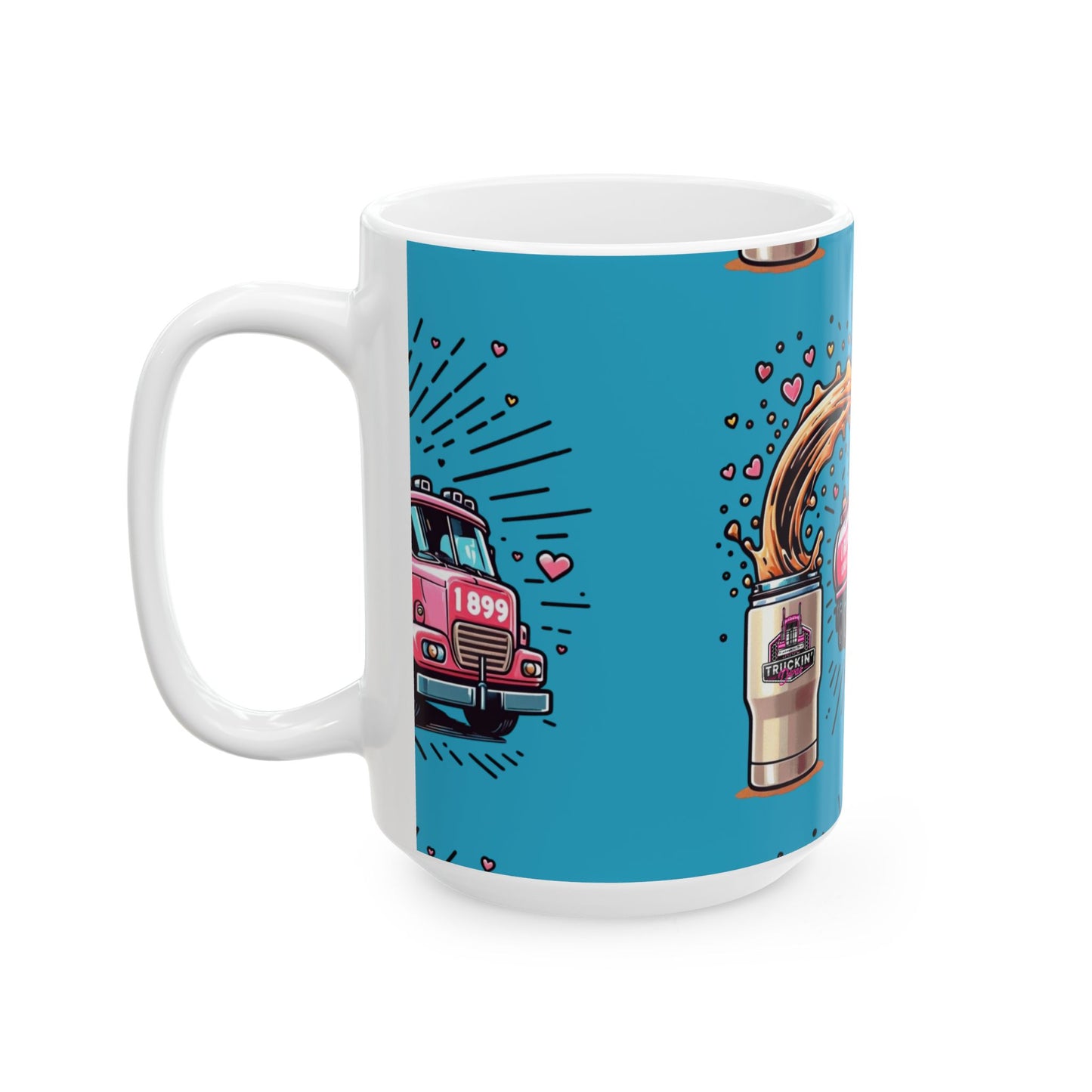 Fun Coffee Lover Ceramic Mug - "Run On Love & Coffee" Design