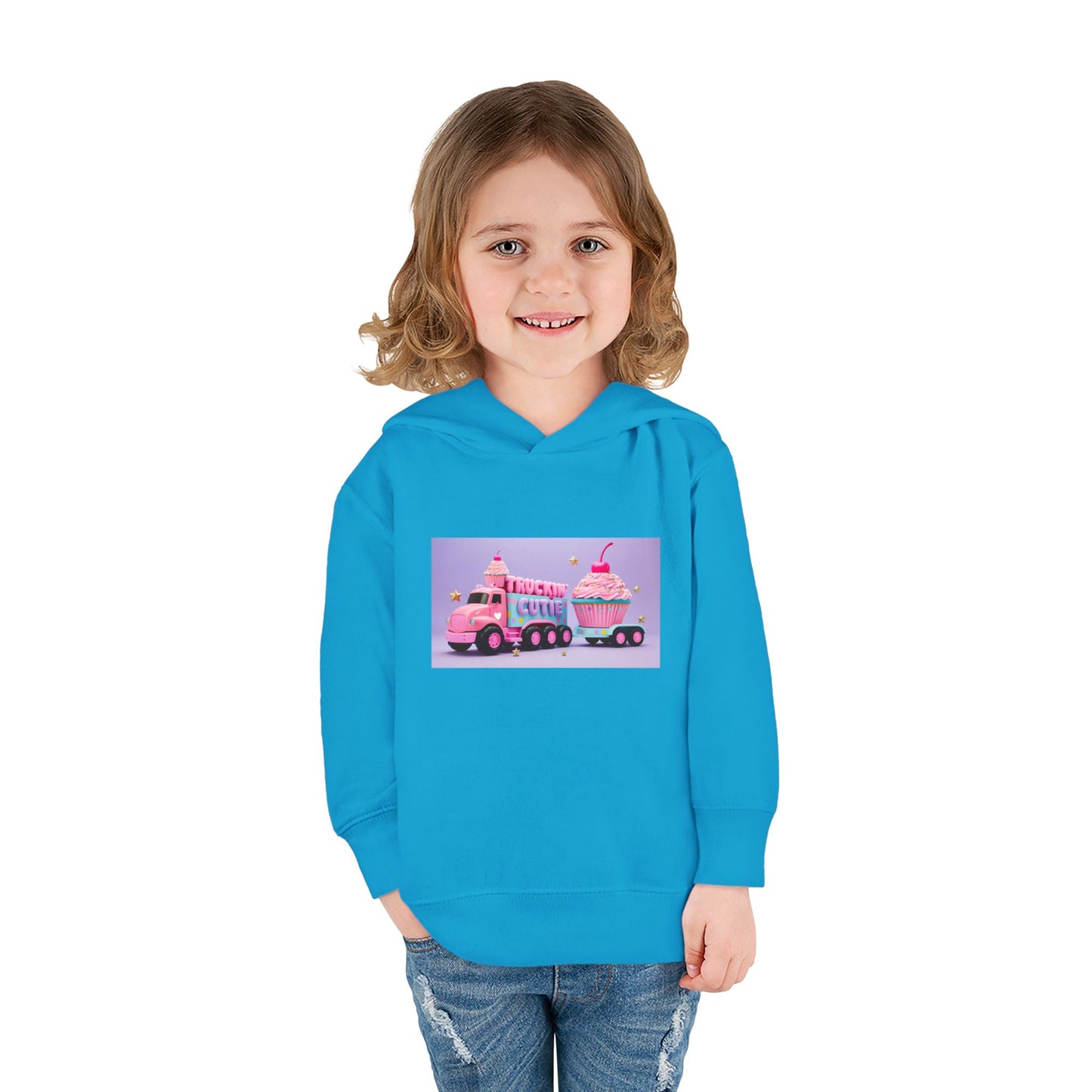 Truckin Cutie Pastel Toddler Pullover Fleece Hoodie