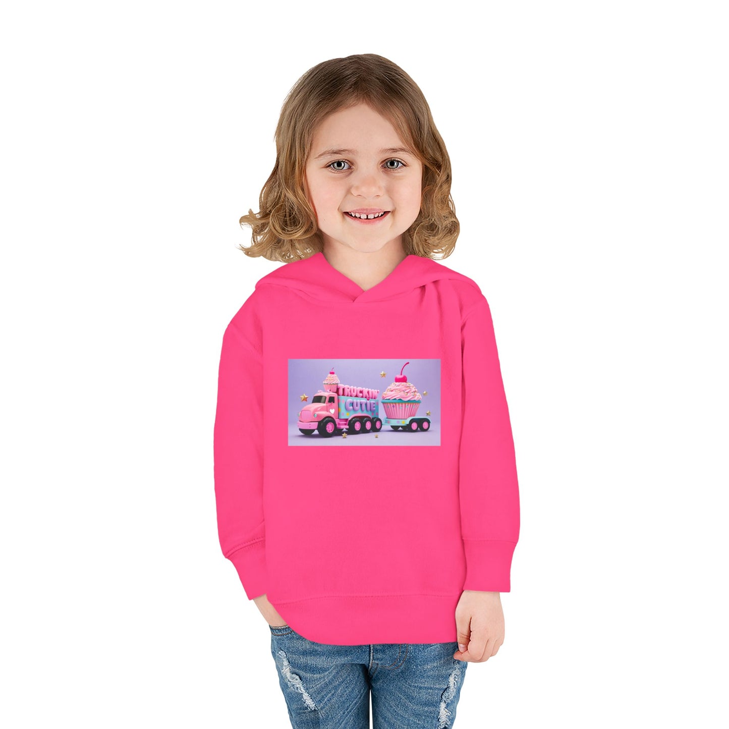 Truckin Cutie Pastel Toddler Pullover Fleece Hoodie