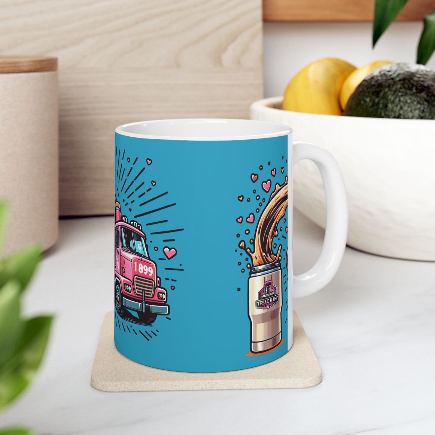 Fun Coffee Lover Ceramic Mug - "Run On Love & Coffee" Design
