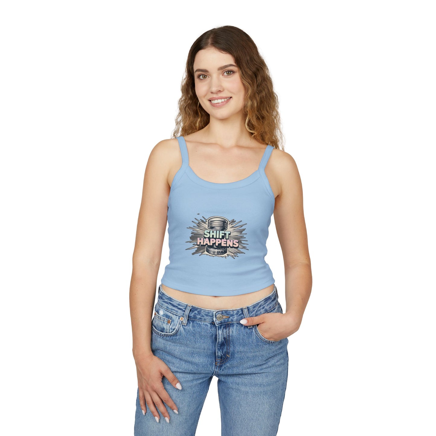 Shift Happens Women's Spaghetti Strap Tank Top - Fun and Trendy Casual Wear