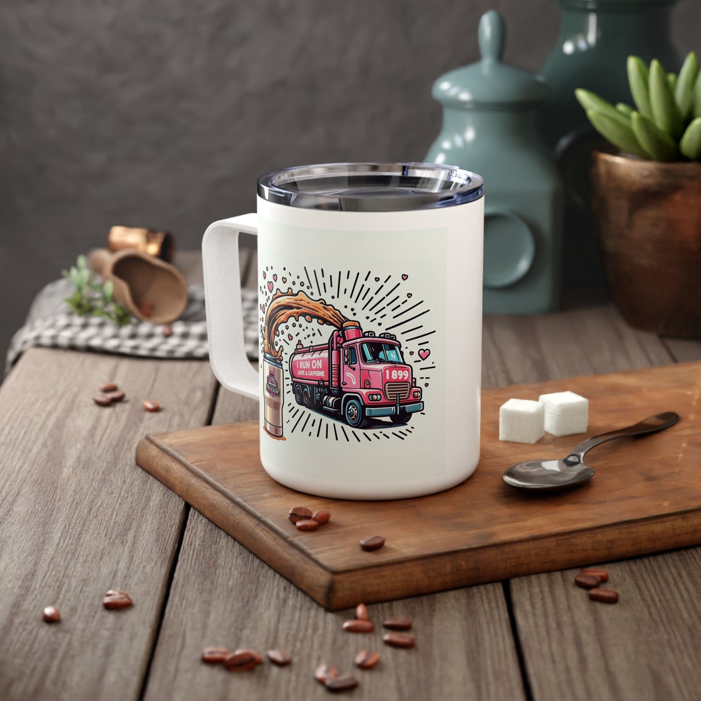 Cute Insulated Coffee Mug with Ice Cream Truck Design - Perfect Gift for Foodies