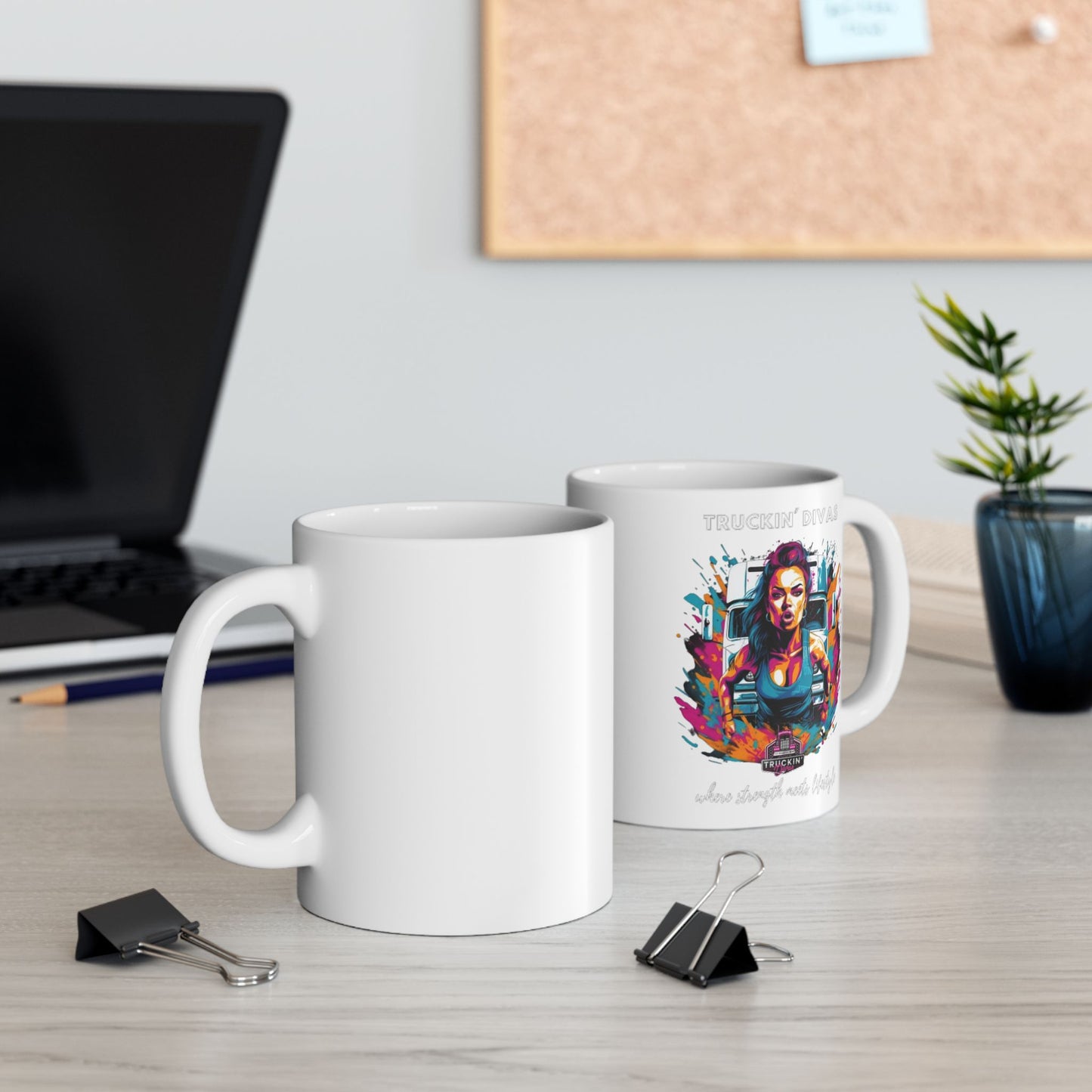 Where Strength meet Lifestyle Neon Truckin' Divas Ceramic Mug, (11oz, 15oz)