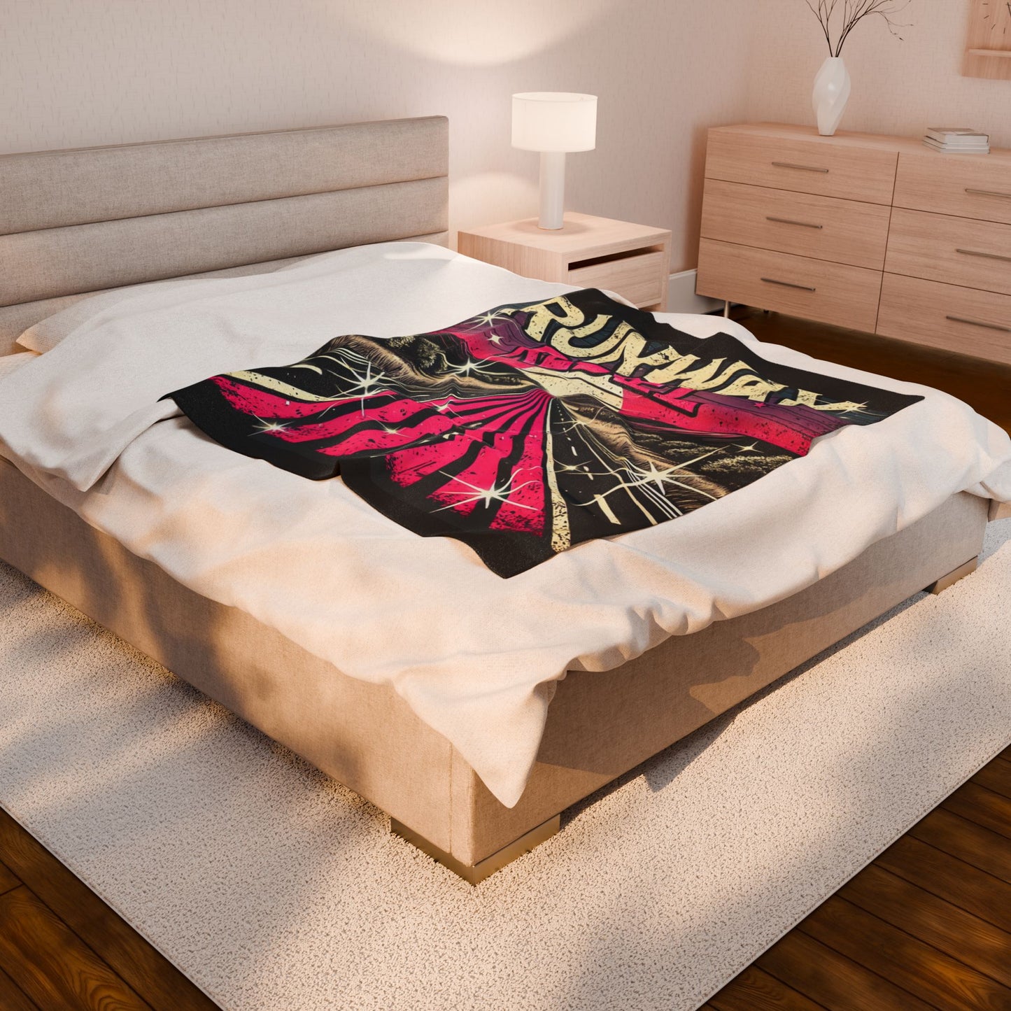 Runway Rebel Velveteen Plush Blanket - Retro Cozy Throw for Music Lovers