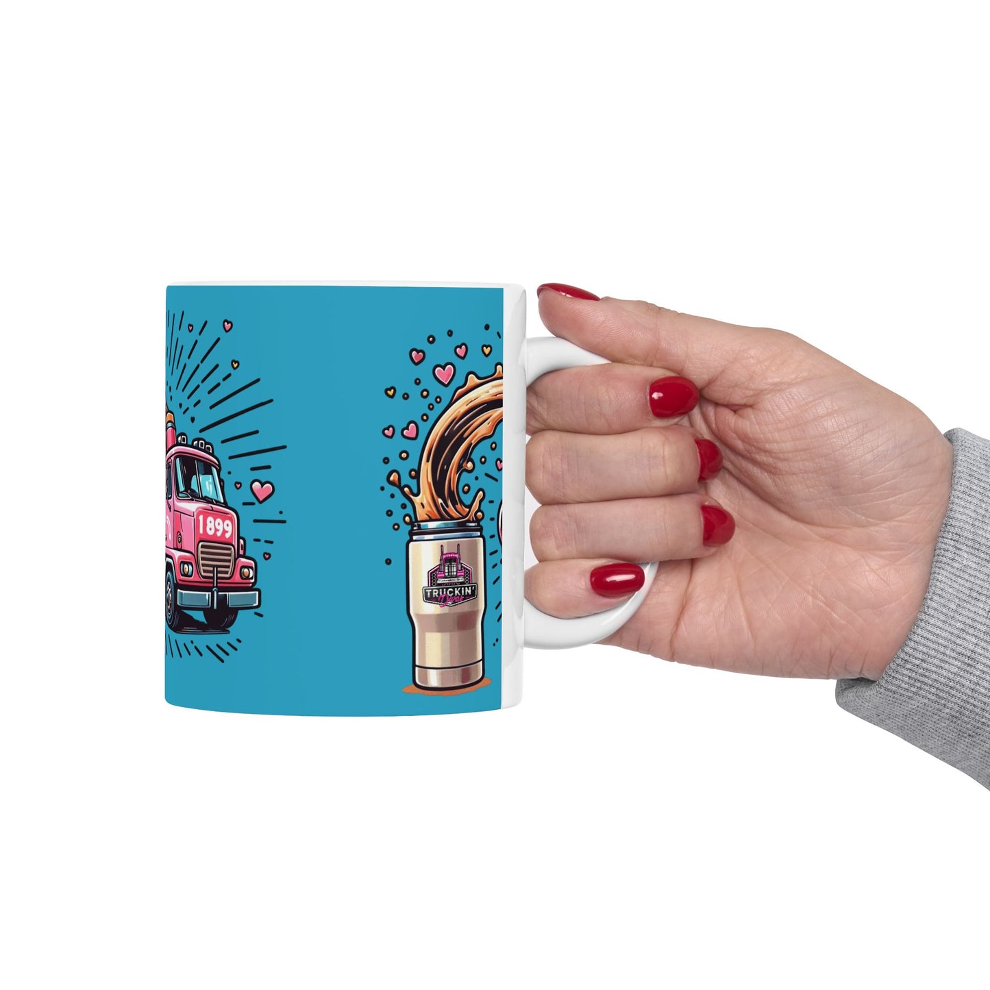 Fun Coffee Lover Ceramic Mug - "Run On Love & Coffee" Design