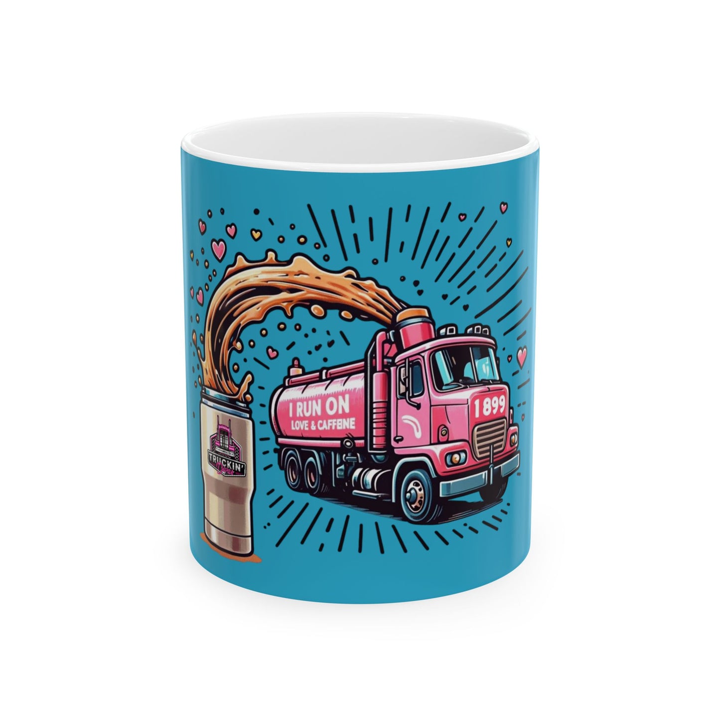 Fun Coffee Lover Ceramic Mug - "Run On Love & Coffee" Design