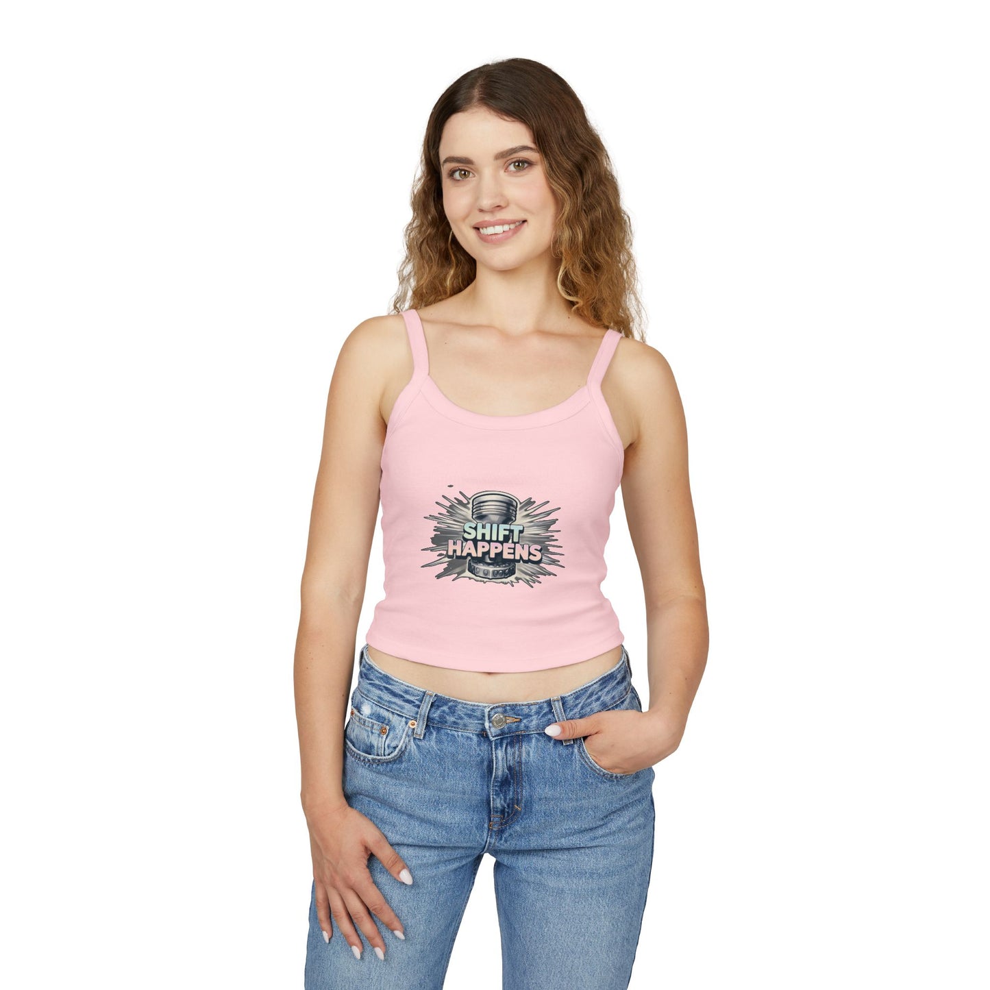 Shift Happens Women's Spaghetti Strap Tank Top - Fun and Trendy Casual Wear