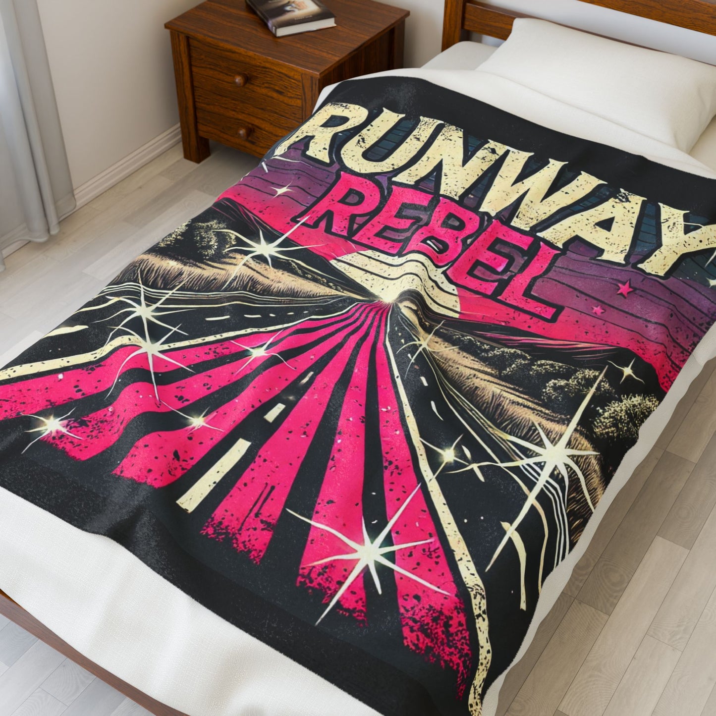 Runway Rebel Velveteen Plush Blanket - Retro Cozy Throw for Music Lovers