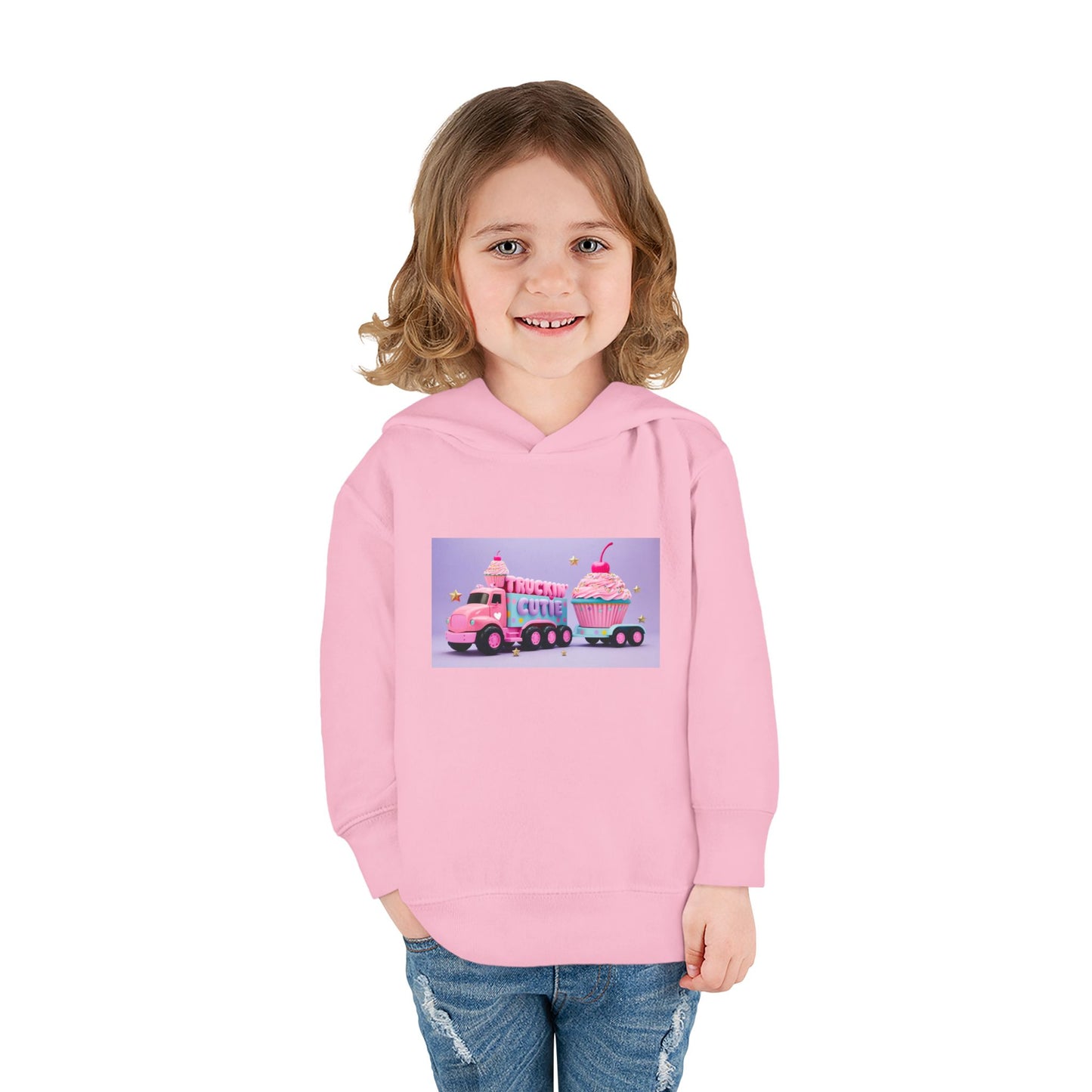 Truckin Cutie Pastel Toddler Pullover Fleece Hoodie