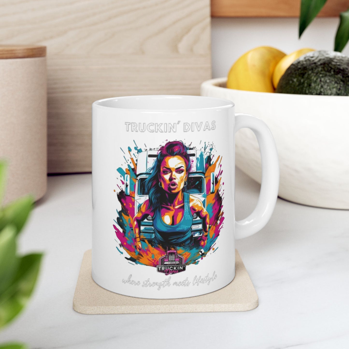 Where Strength meet Lifestyle Neon Truckin' Divas Ceramic Mug, (11oz, 15oz)