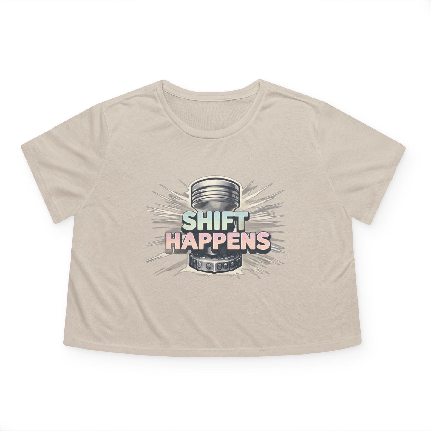 Shift Happens-Women's Flowy Cropped Tee