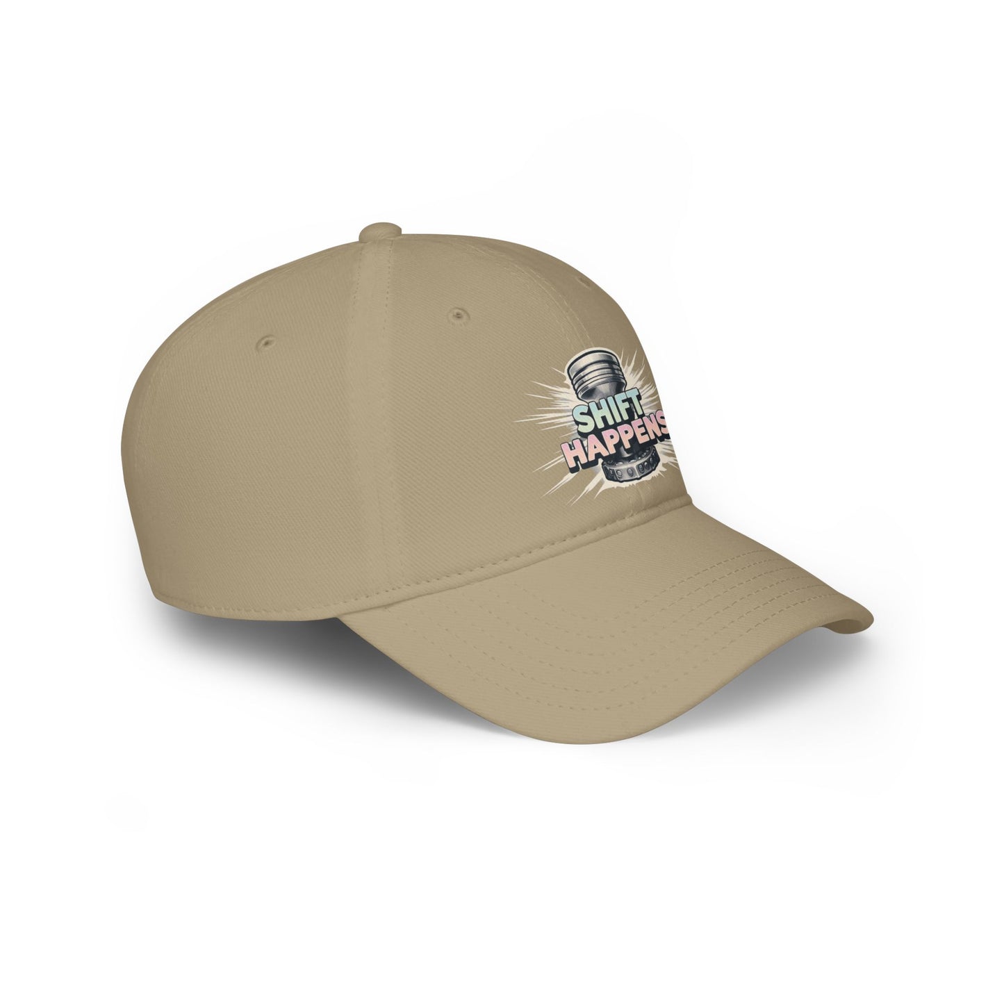 "Shift Happens" Low Profile Baseball Cap - Fun Red Cap for Casual Days