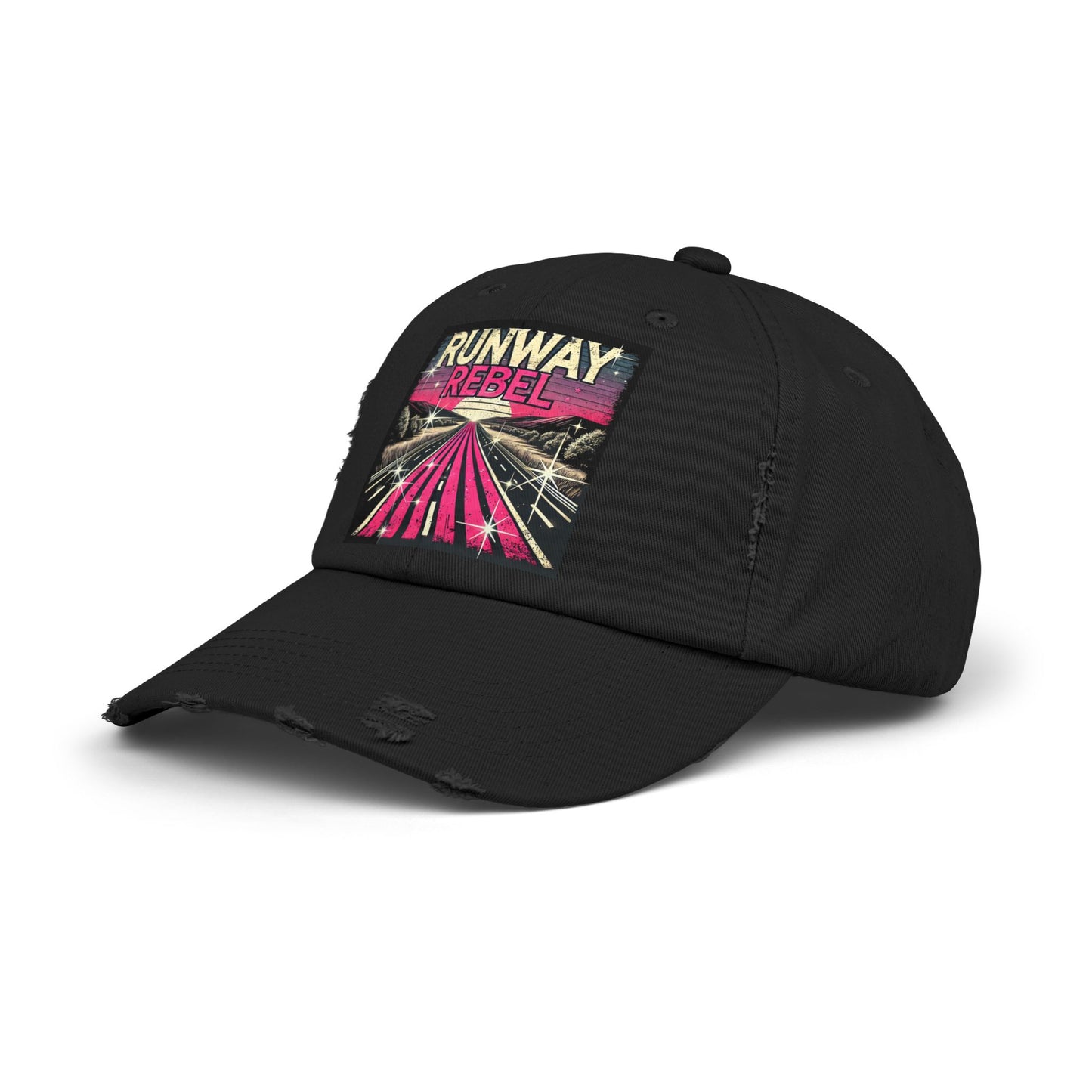 Runway Rebel Distressed Cap - Vintage Style Black Hat for Trendsetters