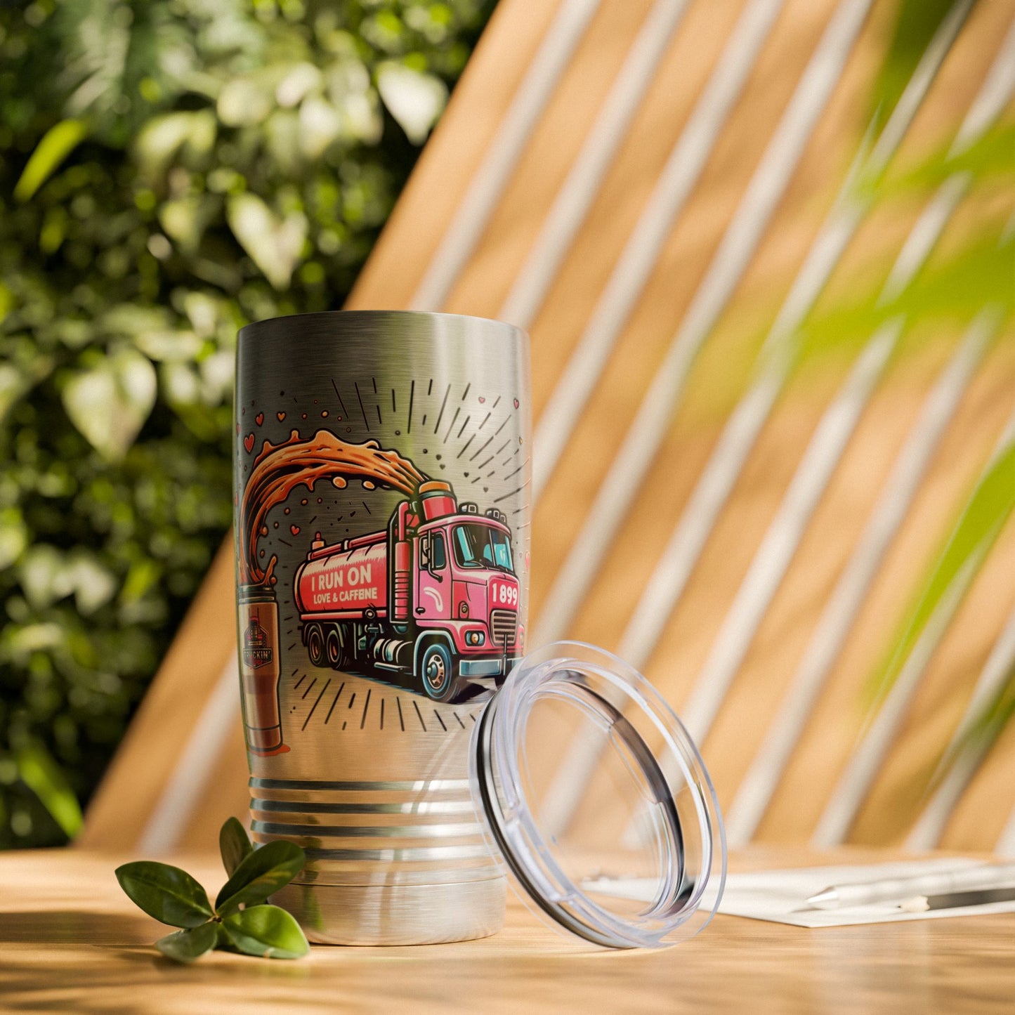 Tumbler - 20oz Ringneck Tumbler with 'I Run on Love & Caffeine' Design