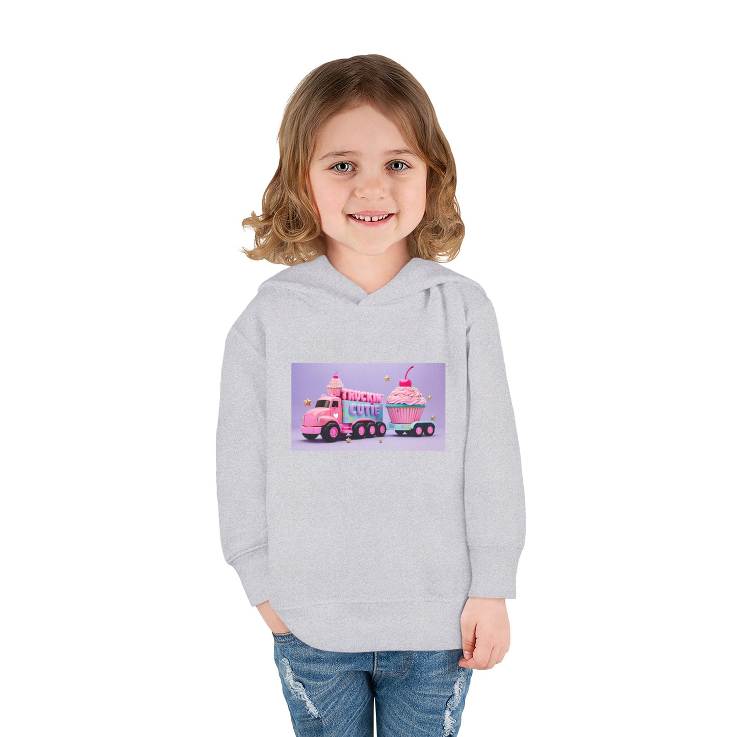 Truckin Cutie Pastel Toddler Pullover Fleece Hoodie