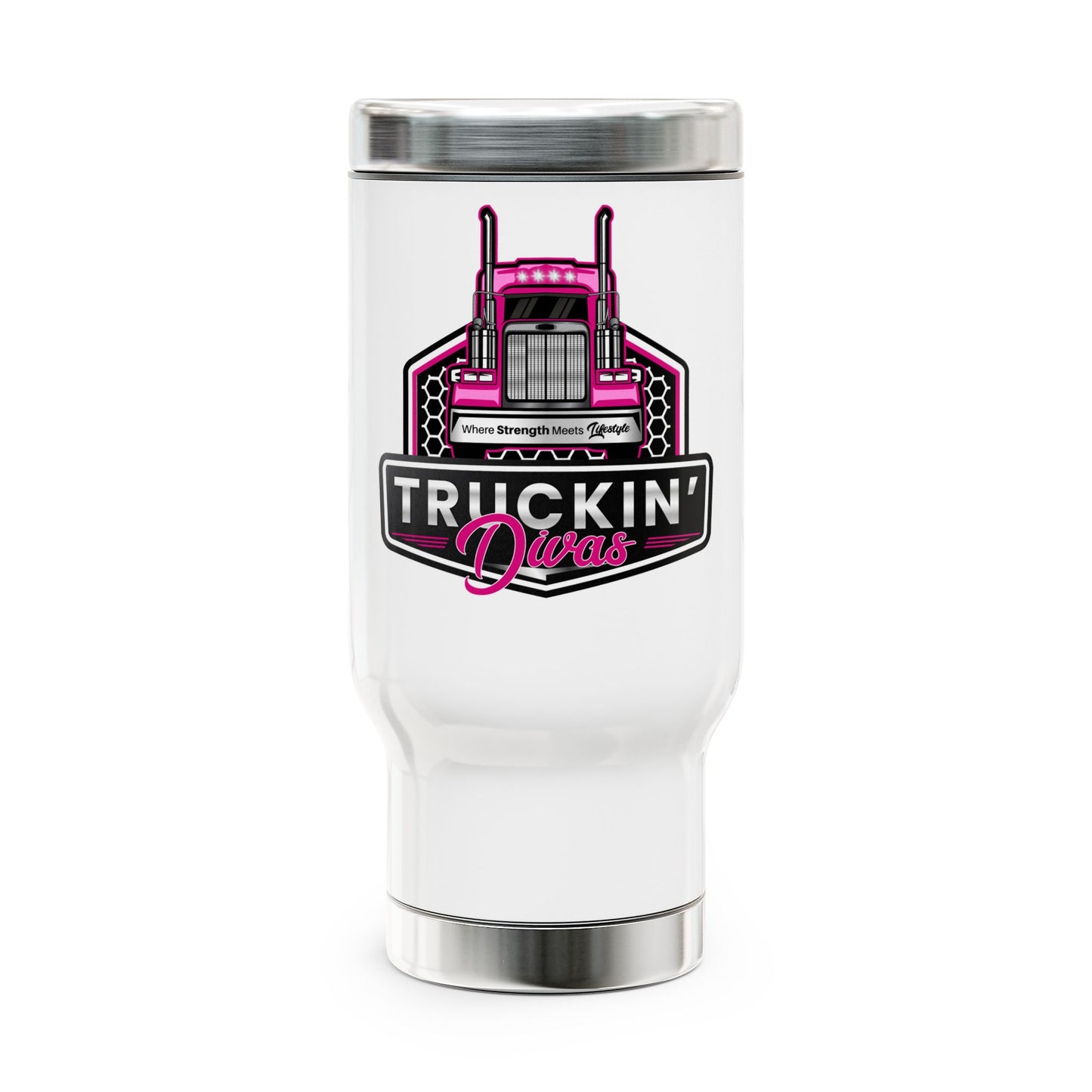 Signature Truckin Divas Travel mug with a handle